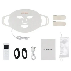 White led facial mask with cutouts for eyes, nose, and mouth.
