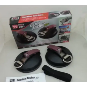 Black suction anchor with maroon handle and silver metal ring.
