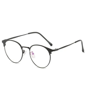 Black round-framed glasses with a sleek metal design.