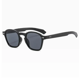 Black acetate-framed sunglasses with dark gray lenses and a retro square design.