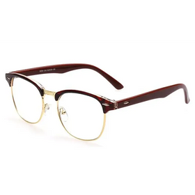 Browns and gold half-frame glasses with a retro design.