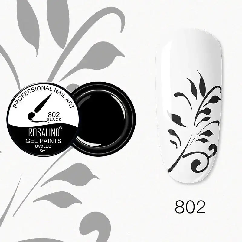 Black gel nail paint in a sleek, round container with a glossy finish.