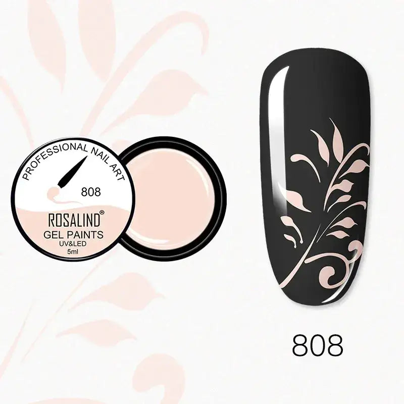 Rosalind gel paints 808, a professional nail art uv&led gel in soft peachy nude shade.