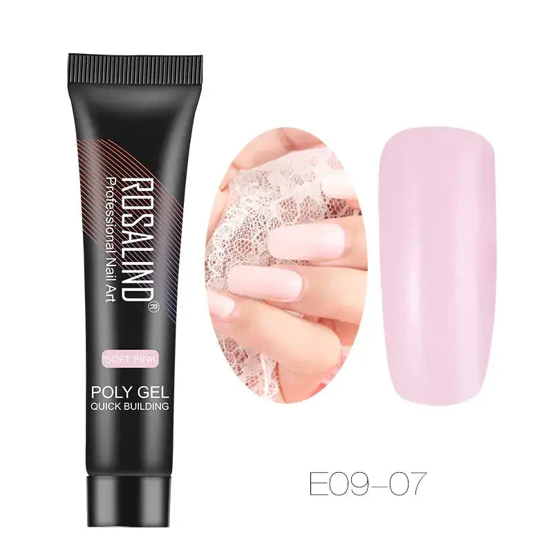 Black tube of rosalind professional nail art poly gel in soft pink, model e09-07