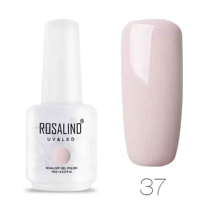 A sleek white bottle of rosalind uv & led soak-off gel polish, featuring a matte finish and labeled with the shade number 37.