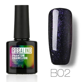 Black bottle of rosalind phantom chameleon gel polish, shade b02.