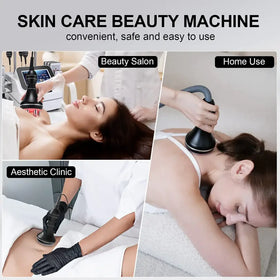 Black handheld skin care beauty machine with a sleek, ergonomic design and a flexible hose for home or salon use.