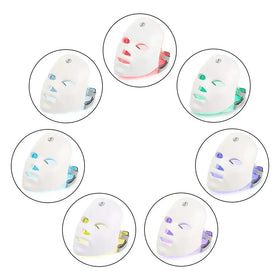 White led facial mask with adjustable straps and multiple color lighting options