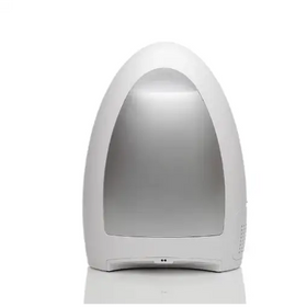 White egg-shaped air purifier with a sleek, modern design and a translucent front panel.