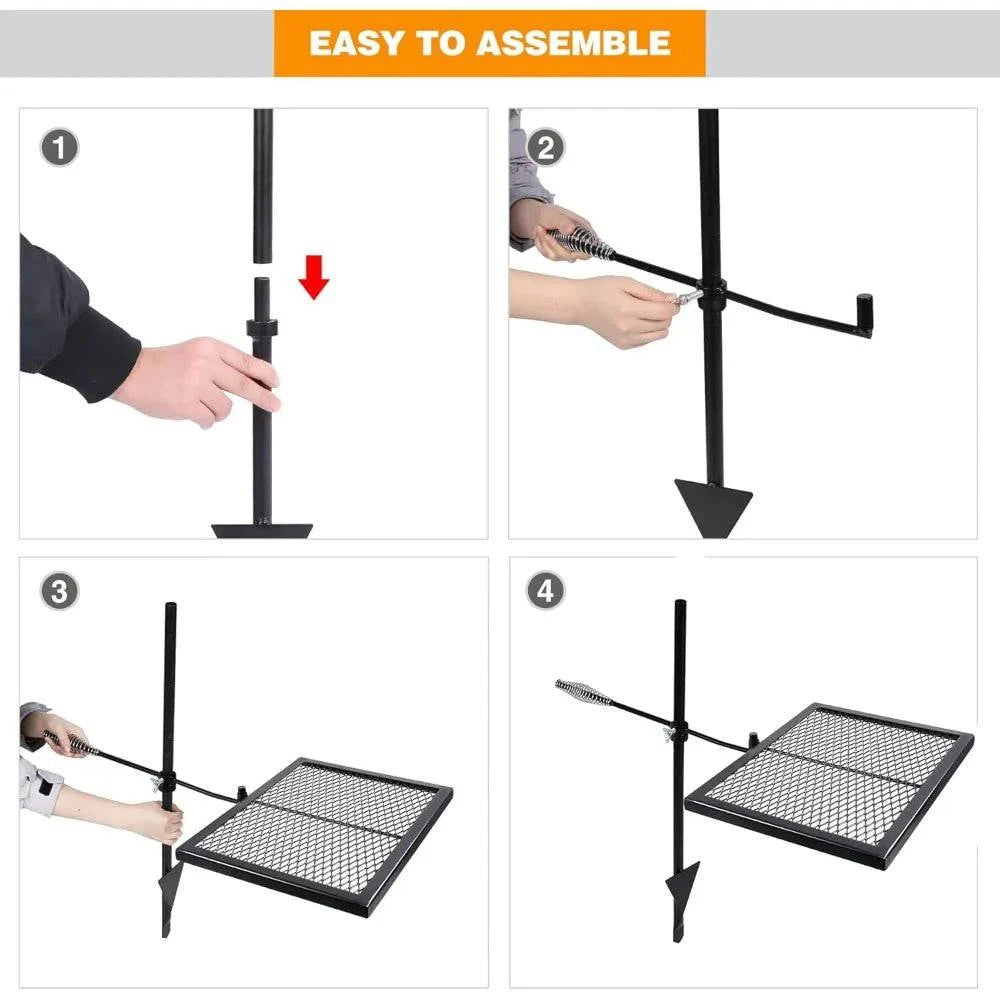 Swivel Campfire Grill Heavy Duty Steel Grate - Joomcy