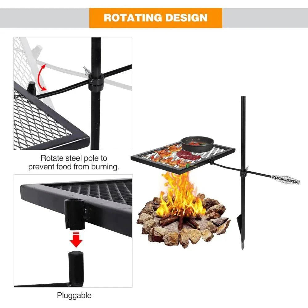 Swivel Campfire Grill Heavy Duty Steel Grate - Joomcy