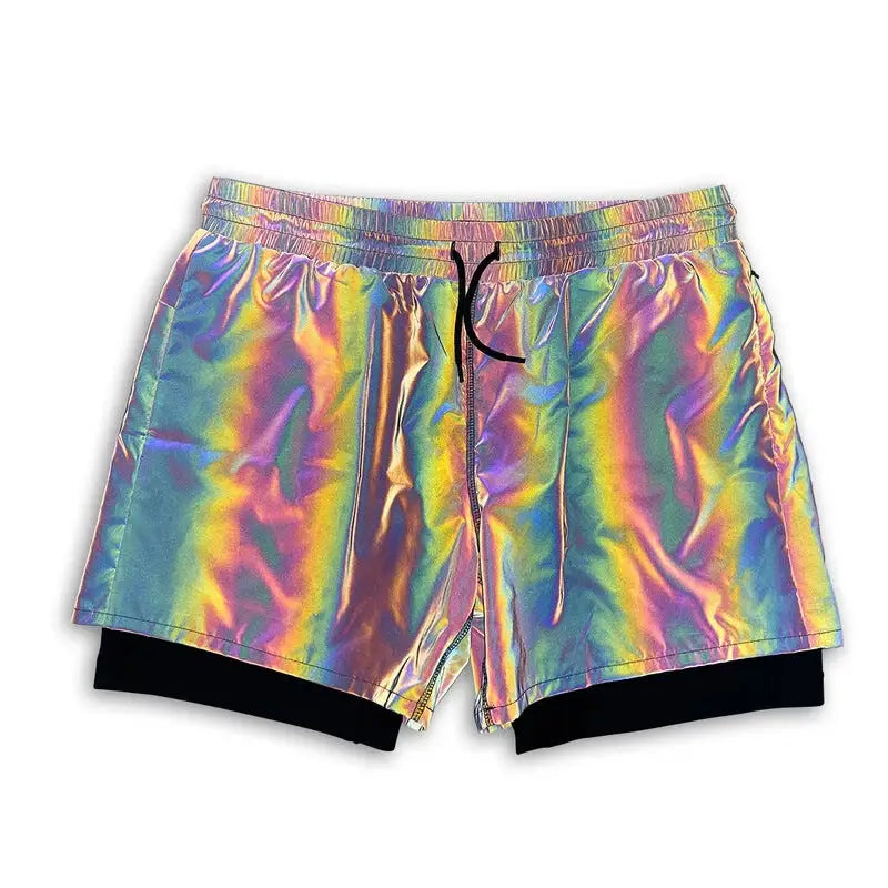 Trendy Men's Five-Point Reflective Ice Silk Shorts