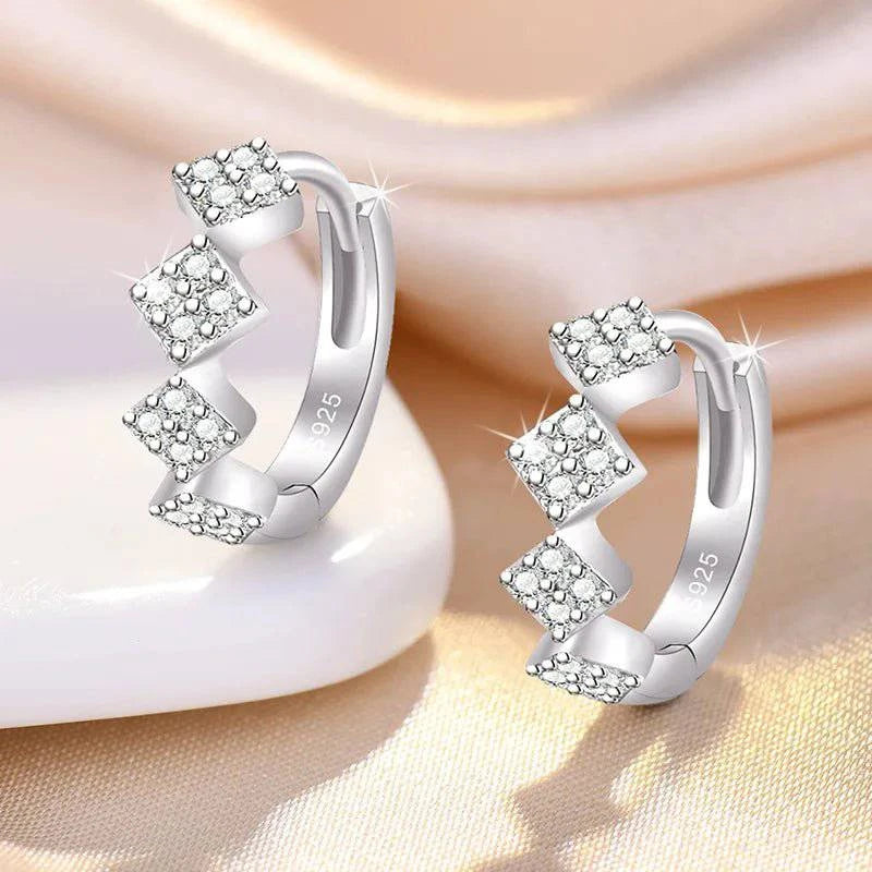 UniqueStone™ 925 Sterling Silver Zircon Buckle Earrings For Women - Joomcy
