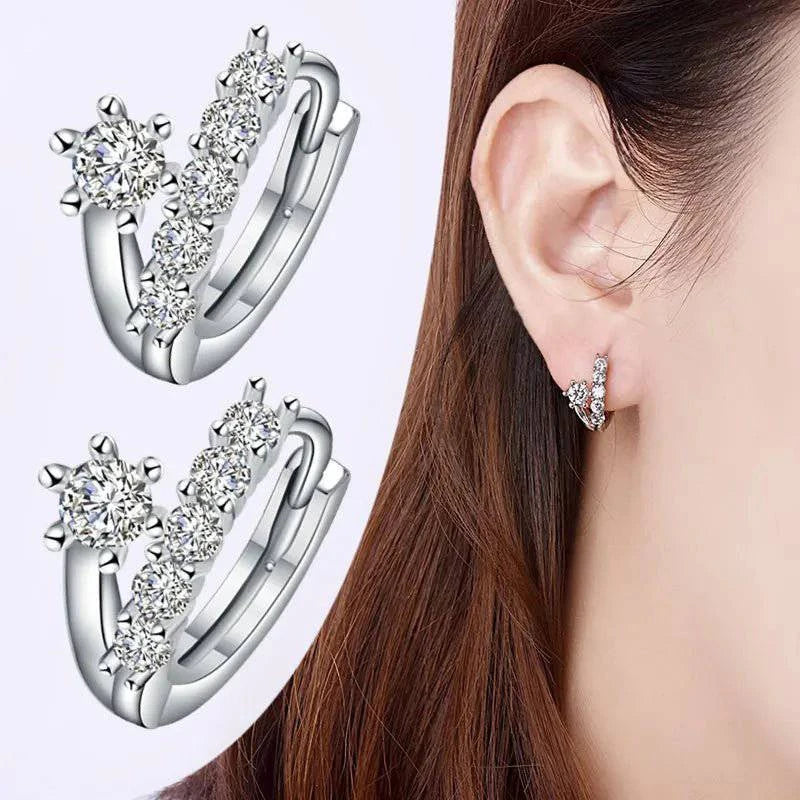UniqueStone™ 925 Sterling Silver Zircon Buckle Earrings For Women - Joomcy