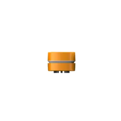 Orange cylindrical brush with a gray band and black bristles.