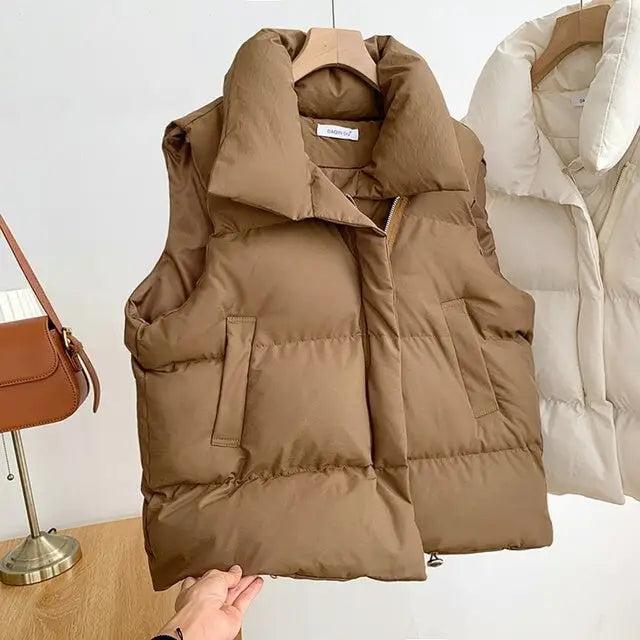 Women's Autumn Winter Cotton Sleeveless Vest Jacket