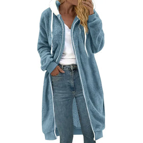Women's Double-sided Plush Fur Hooded Mid-length Coat