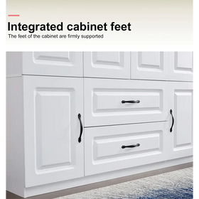 YG-15 74" H White Solid Wood Freestanding Wardrobe Closet for Clothes Storage. Bedroom Wardrobe Storage Cabinet featuring 2 Hanging Rod Shelves, 2 Drawers, and 5 Storage Compartments