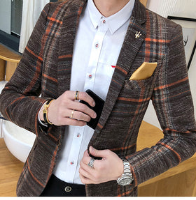 Men's Slim Fit Casual Blazer - Korean Style Jacket