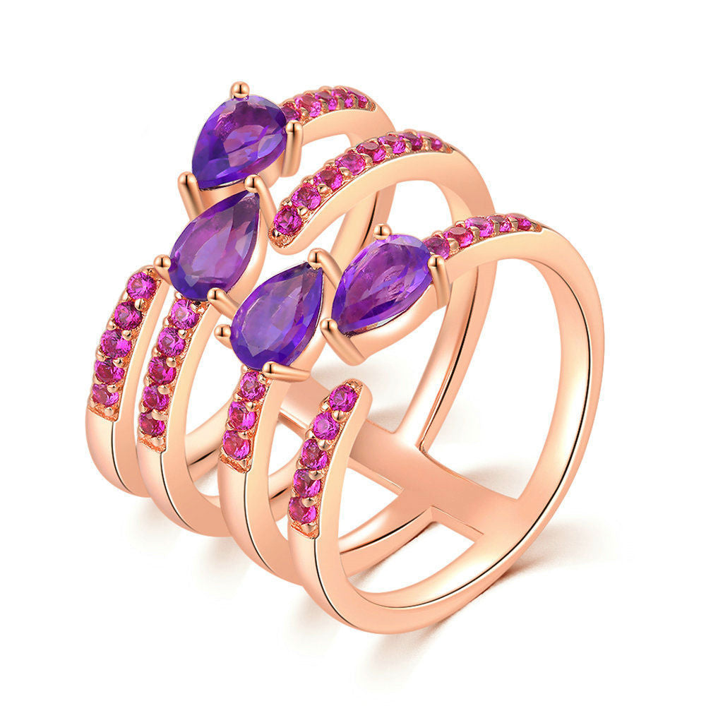925 Silver Amethyst Ring - Fashionable Natural Gemstone