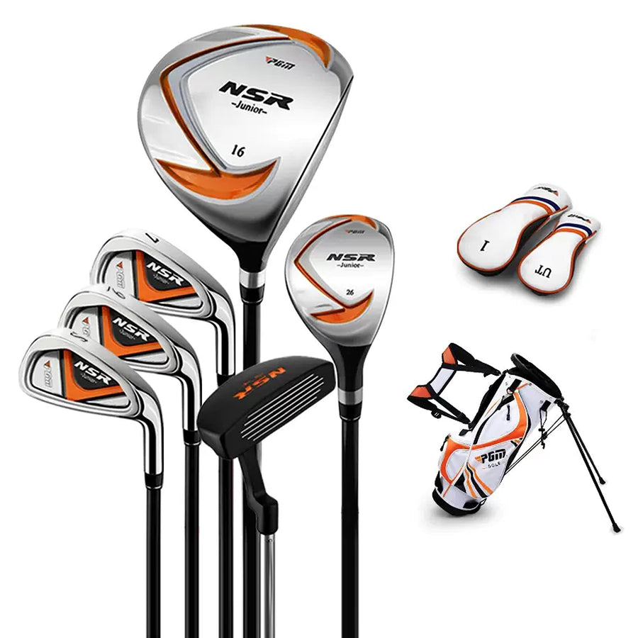 PGM Golf Club Set - 6 Pieces Junior Complete Golf Club Set for Kids Children - Right Handed - Driver(#1) Hybrid Iron(#7#9#S) Putter Golf Stand Bag