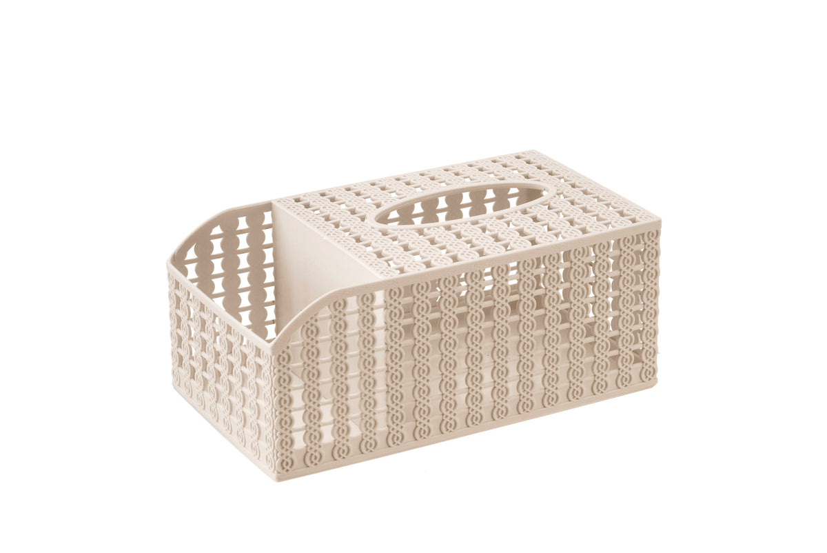 Minimalist Rattan-Style Tissue Box for Home Use