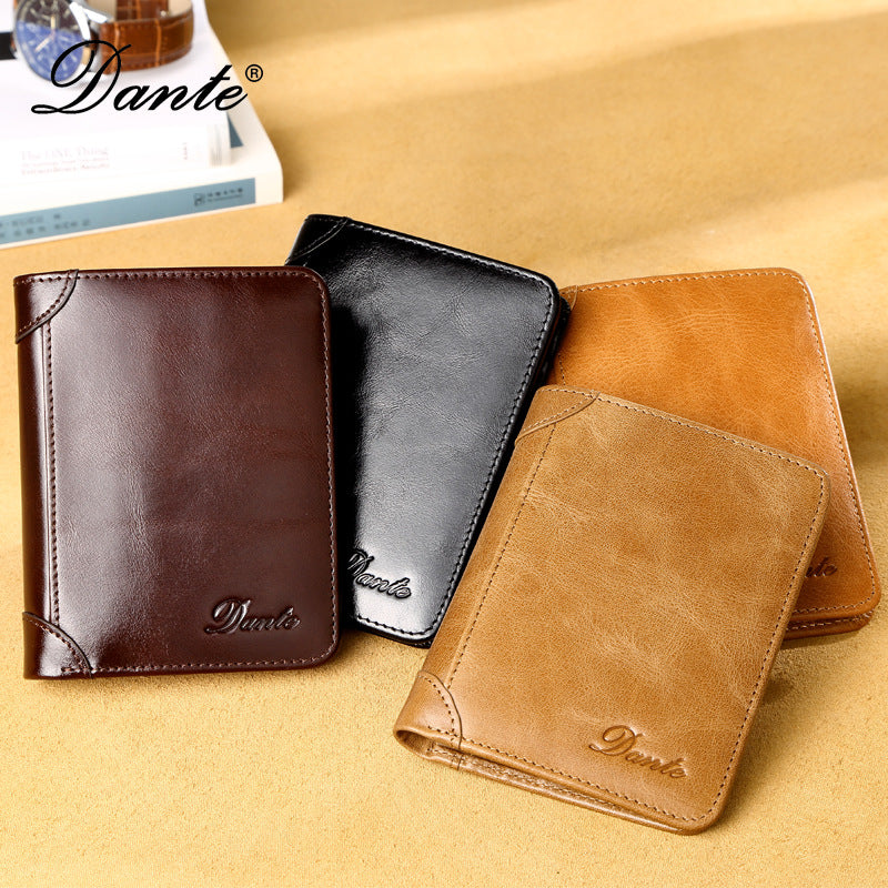 Men's Retro Anti-Theft Trifold Genuine Leather Wallet