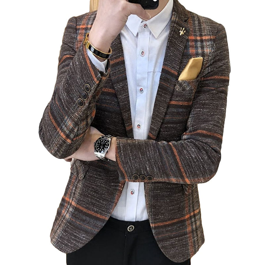 Men's Slim Fit Casual Blazer - Korean Style Jacket