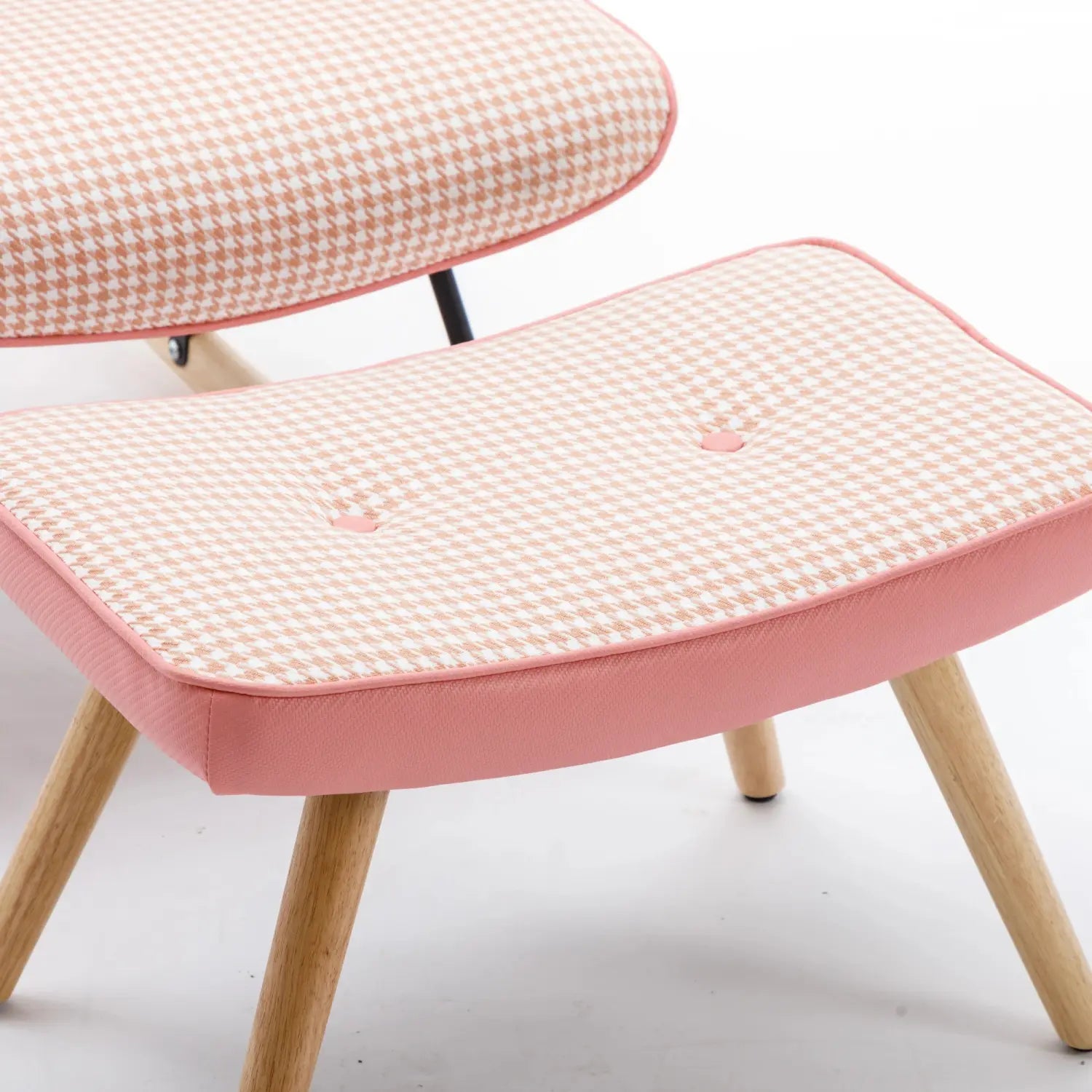 35.5 Inch Rocking Chair Soft Houndstooth Fabric Leather Fabric Rocking Chair For Nursery Comfy Wingback Glider Rocker