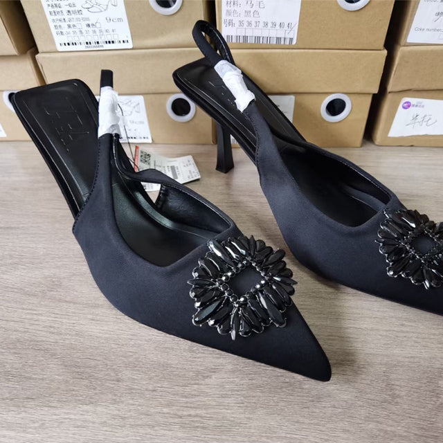 Rhinestone High Heel Sandals for Women - Bridal Fashion