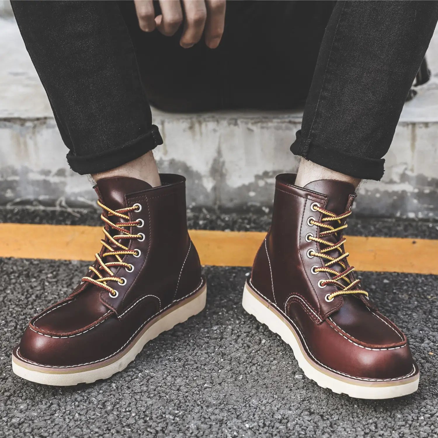 Men’s Retro Slip-On Flat Martin Workwear Boots