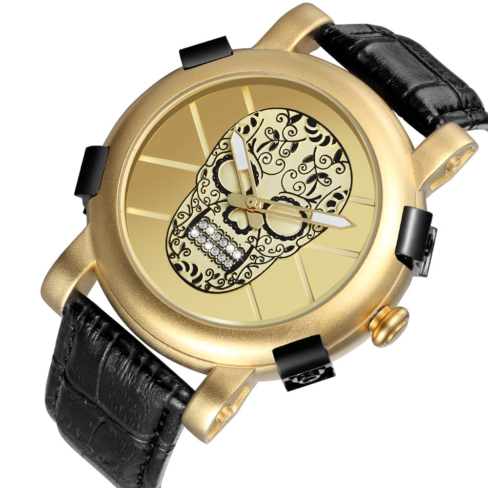 Stylish Men's Quartz Watch with Skull Design