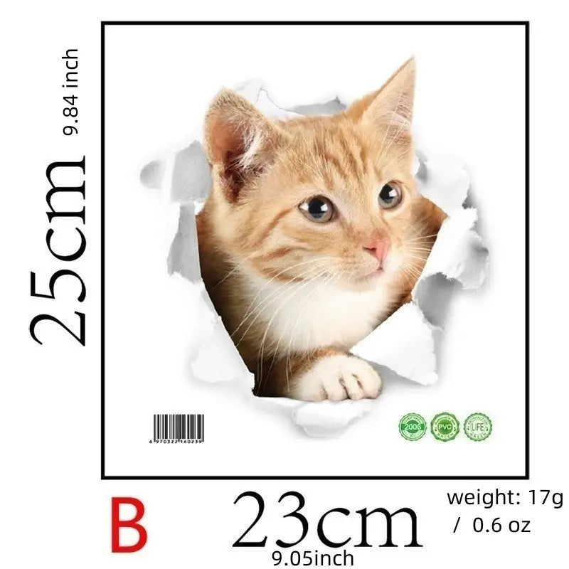 3D Hole View Cat Wall Sticker for Kids Room Decoration