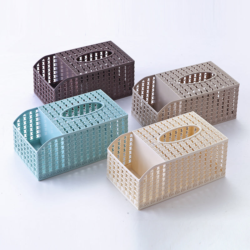 Minimalist Rattan-Style Tissue Box for Home Use