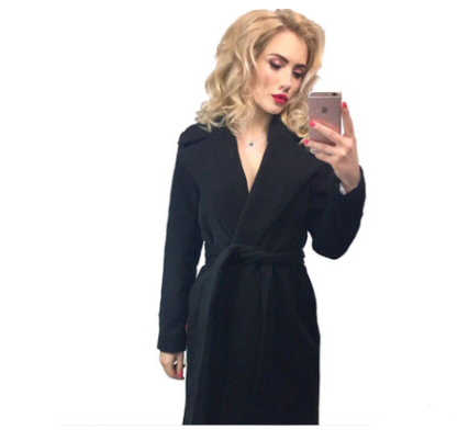 Mid-Length Slimming Woolen Coat for Women
