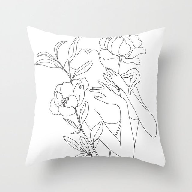 Black and White Geometric Pillowcase Design