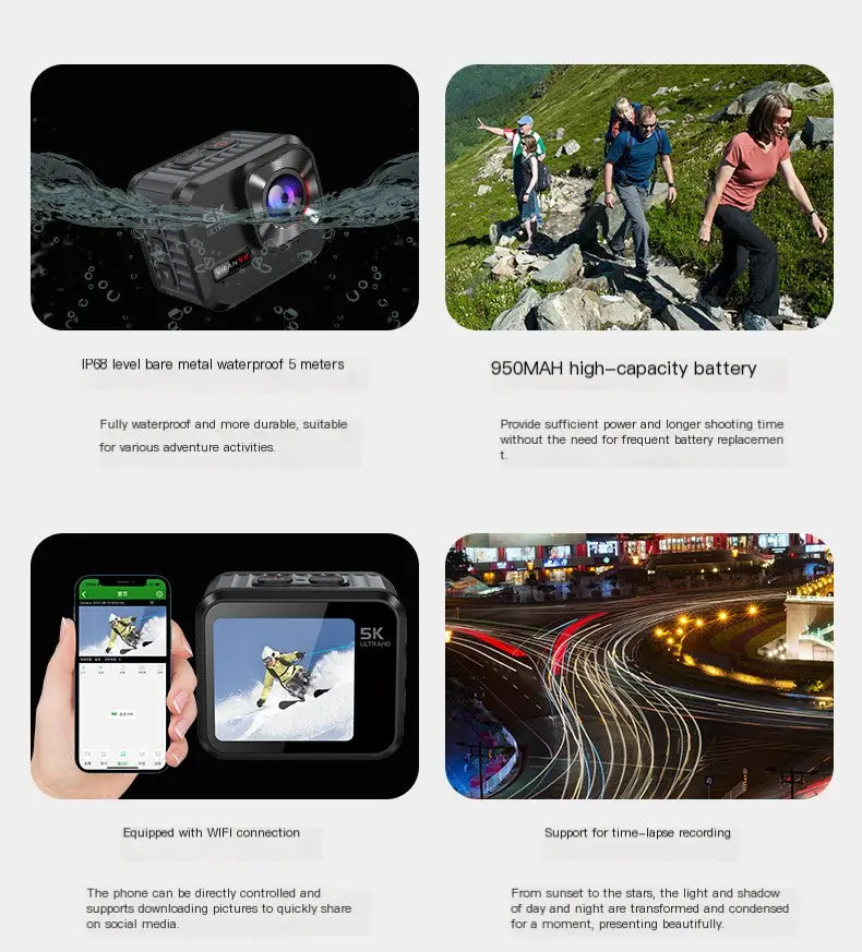 VIRAN 5K Ultra HD Sports Camera features