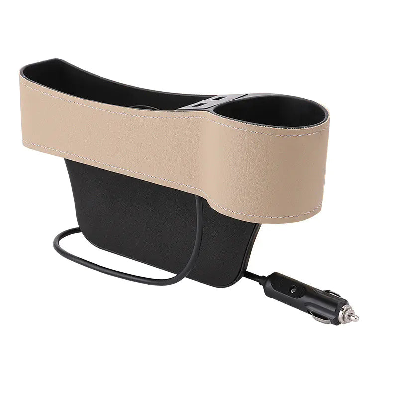 Car Storage Box with Dual USB Charger and Cup Holder - Joomcy