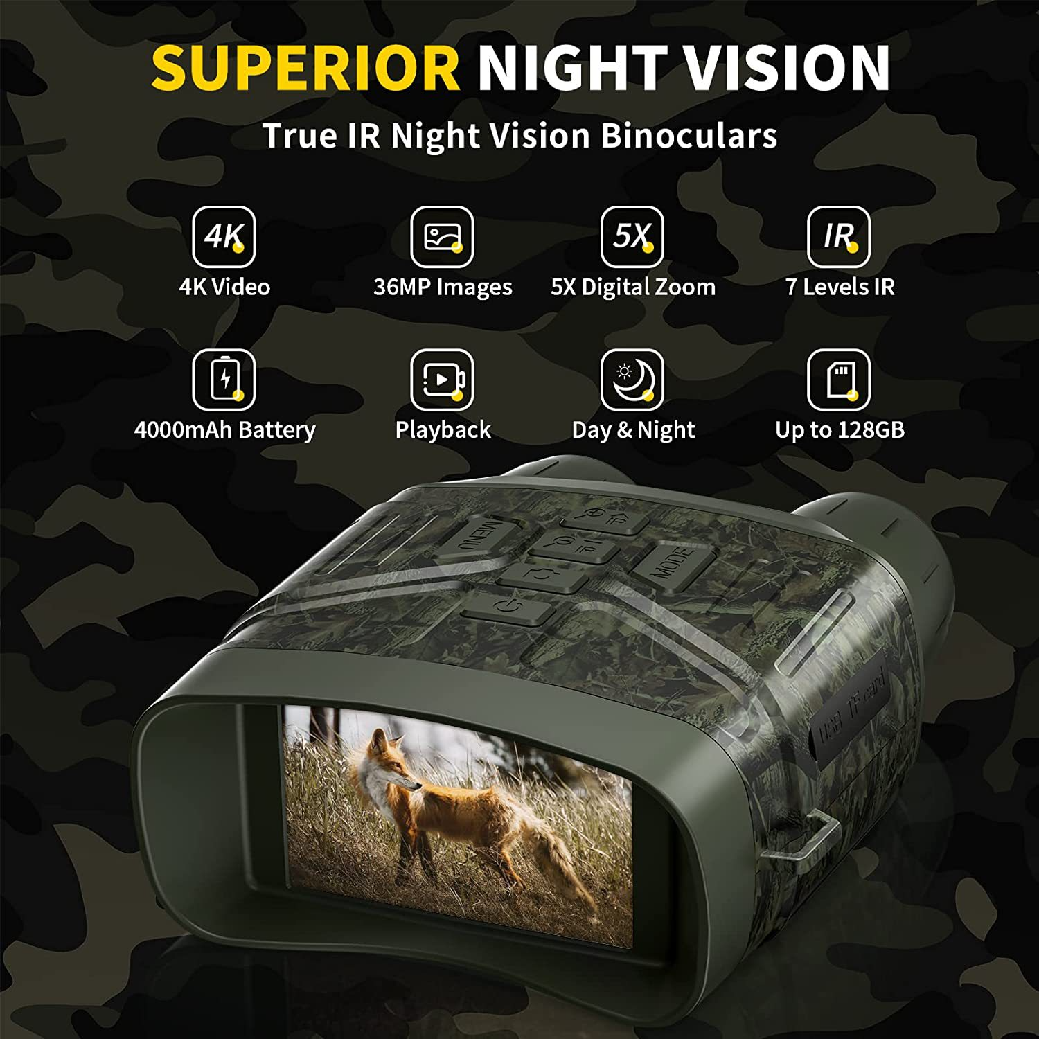 Ultra Clear 4K 36MP Night Vision Binoculars