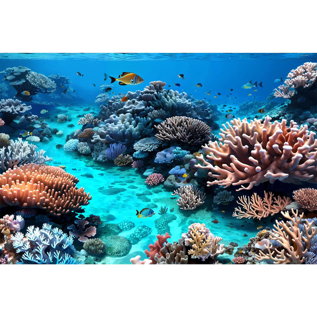 Riivvdise Undersea Aquarium Background Beautiful Coral and Fish Terrarium Backdrop Coral Reef Tropical Sea Hard Corals Fish Tank Background Underwater Plants Aquarium Poster Background Vinyl 60x24in