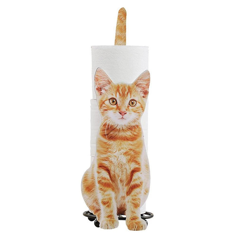 Cat Iron Toilet Paper Holder Decorative Rack