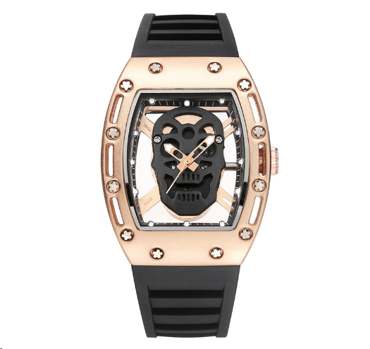 Men's Waterproof Quartz Sports Watch with Skull Design