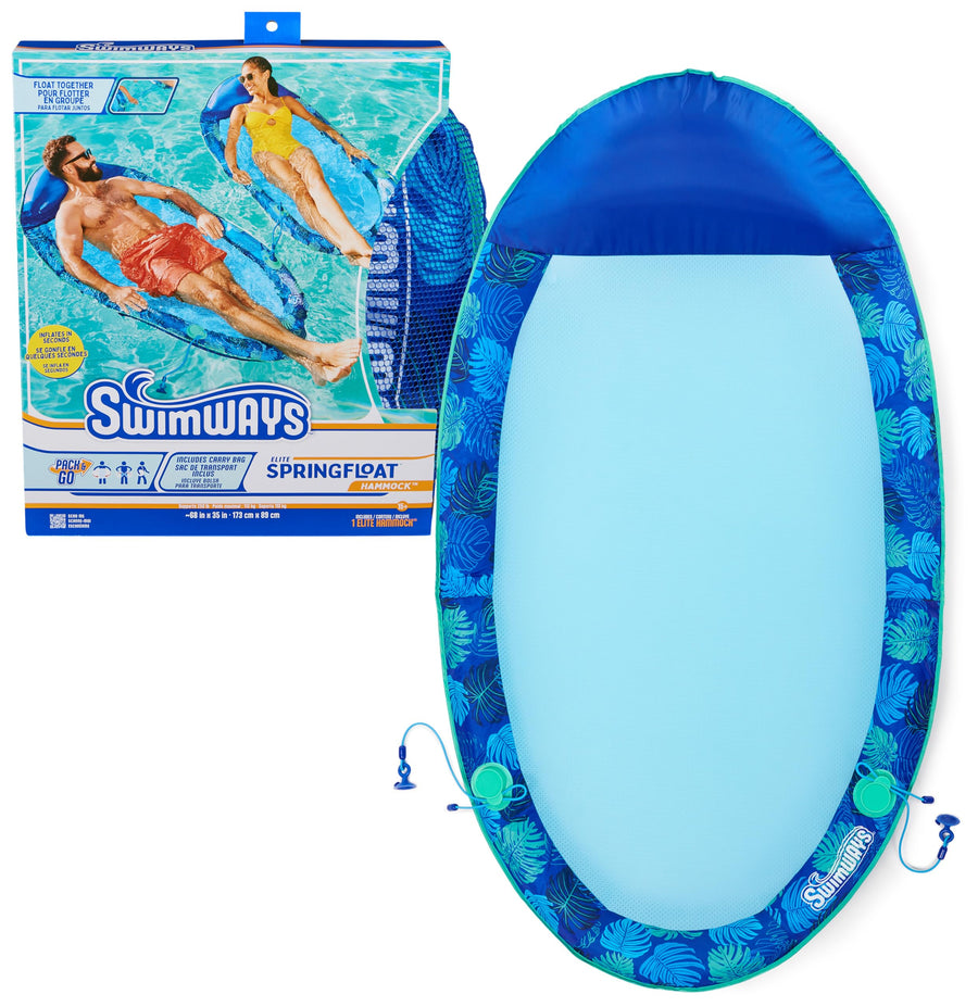 Swimways Elite Spring Float Hammock Pool Lounger Inflatable Pool Floats Adult with Fast Inflation Pool Hammock for Adults up to 250 lbs