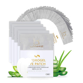 LANKIZ 100 Pairs Under Eye Gel Pads for Lash Extensions 100% Natural Plant Extract Collagen Hydrogel Lint-Free Moisturizing Reduces Dark Circles and Eye Puffiness