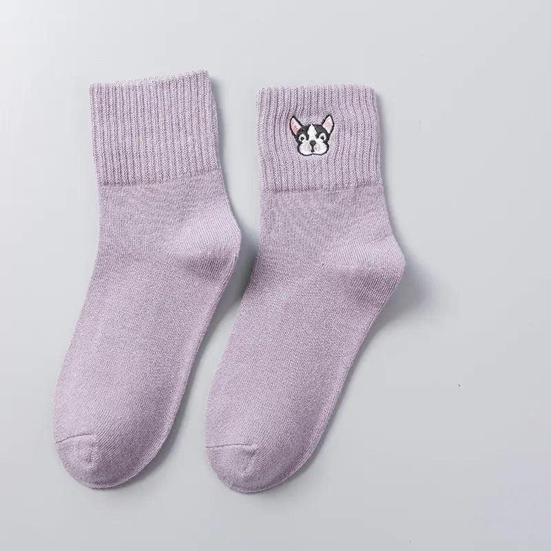 Cartoon Embroidered Tube Socks - Joomcy