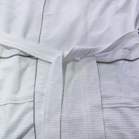 Cotton Waffle Hotel Bathrobe with Shawl Collar