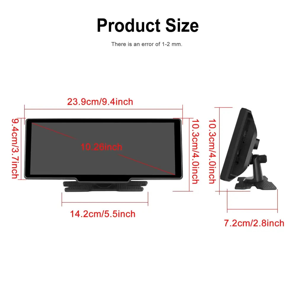 10.26" HD Car DVR with Rear Camera & Carplay