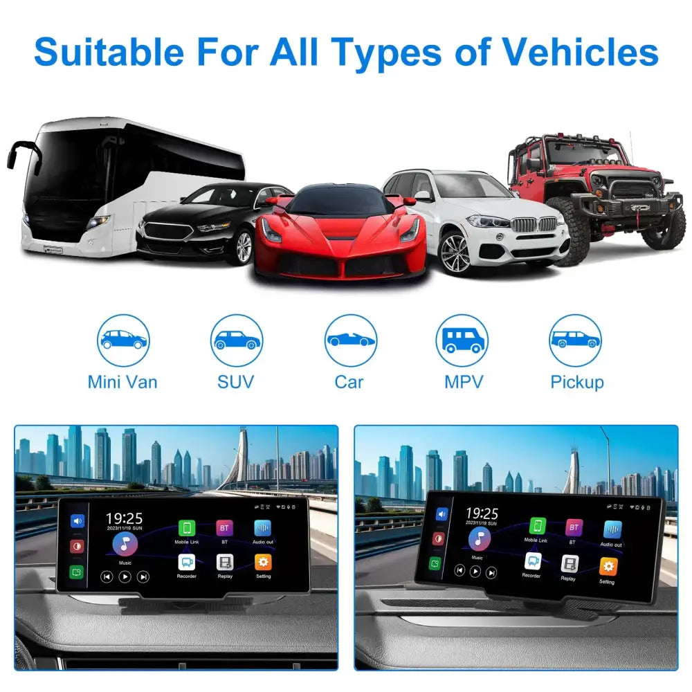 10.26" HD Car DVR with Rear Camera & Carplay