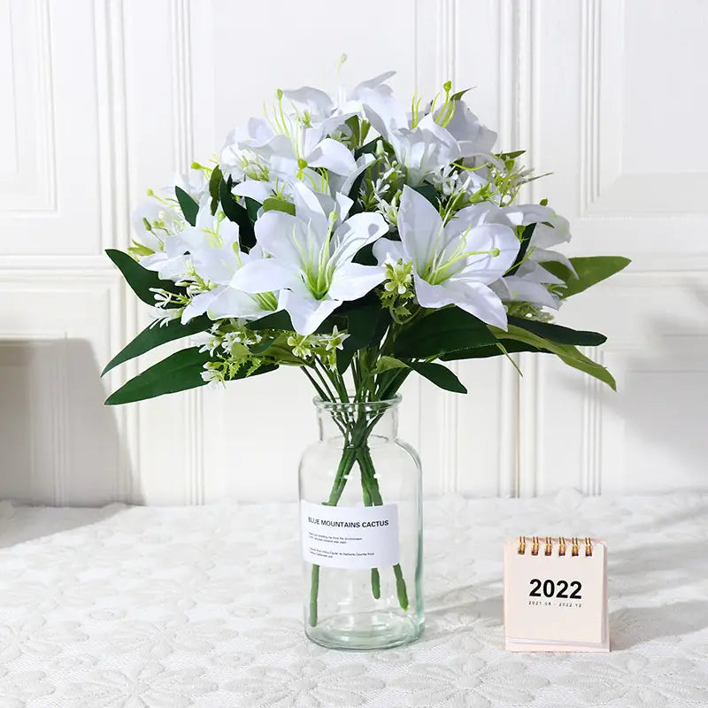 Lifelike Artificial Lily Flower Bouquet for Decoration