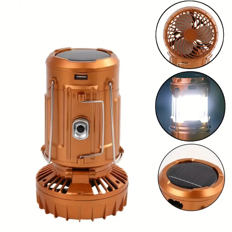 Portable Hand Crank Solar Lantern with Fan & USB Charger